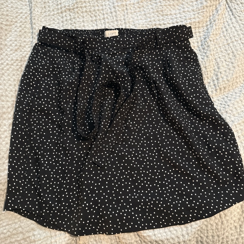 LOFT Black and White Dotted Skirt